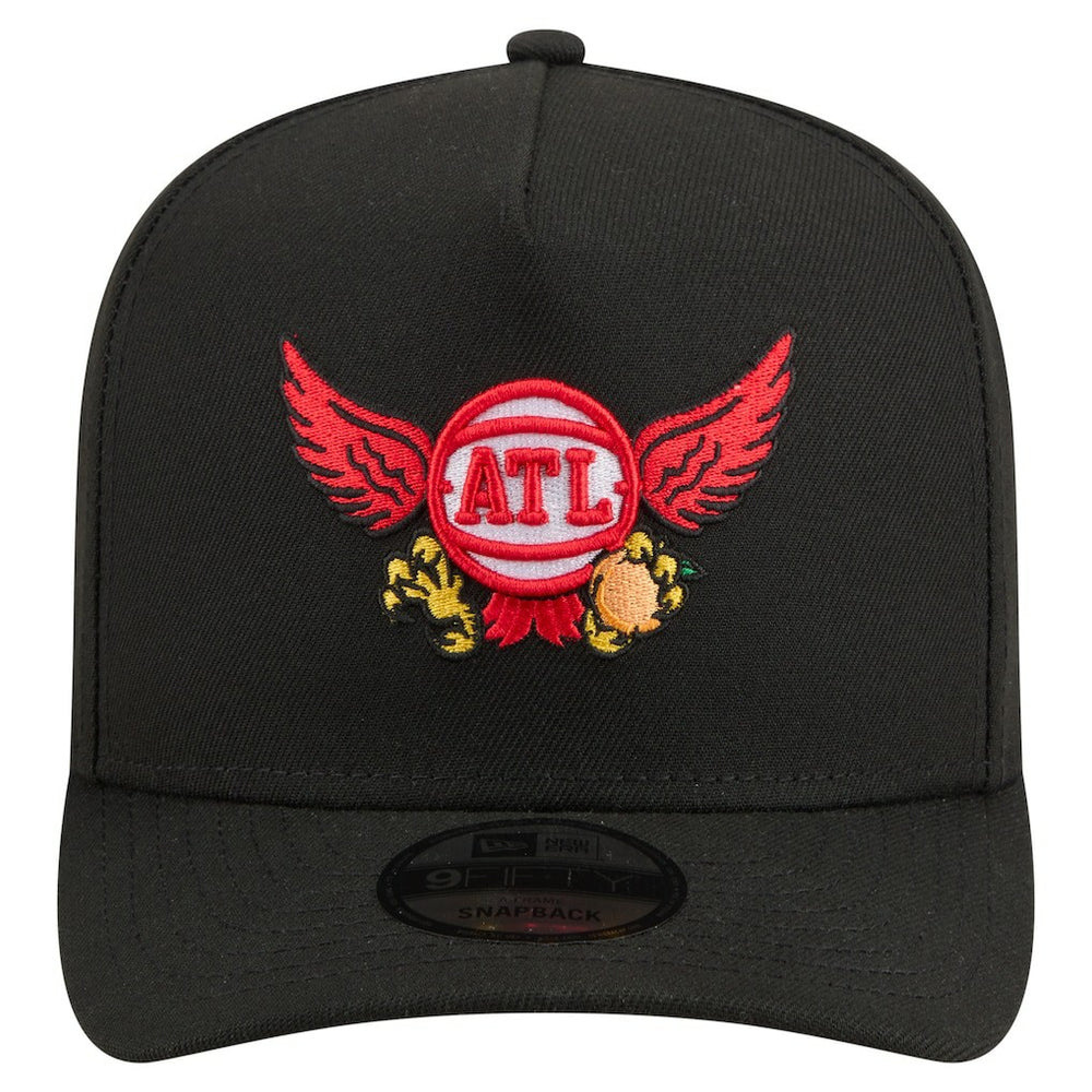 Atlanta Hawks Injection Cartoon Logo A-Frame 9FIFTY Adjustable Hat Black - NBA