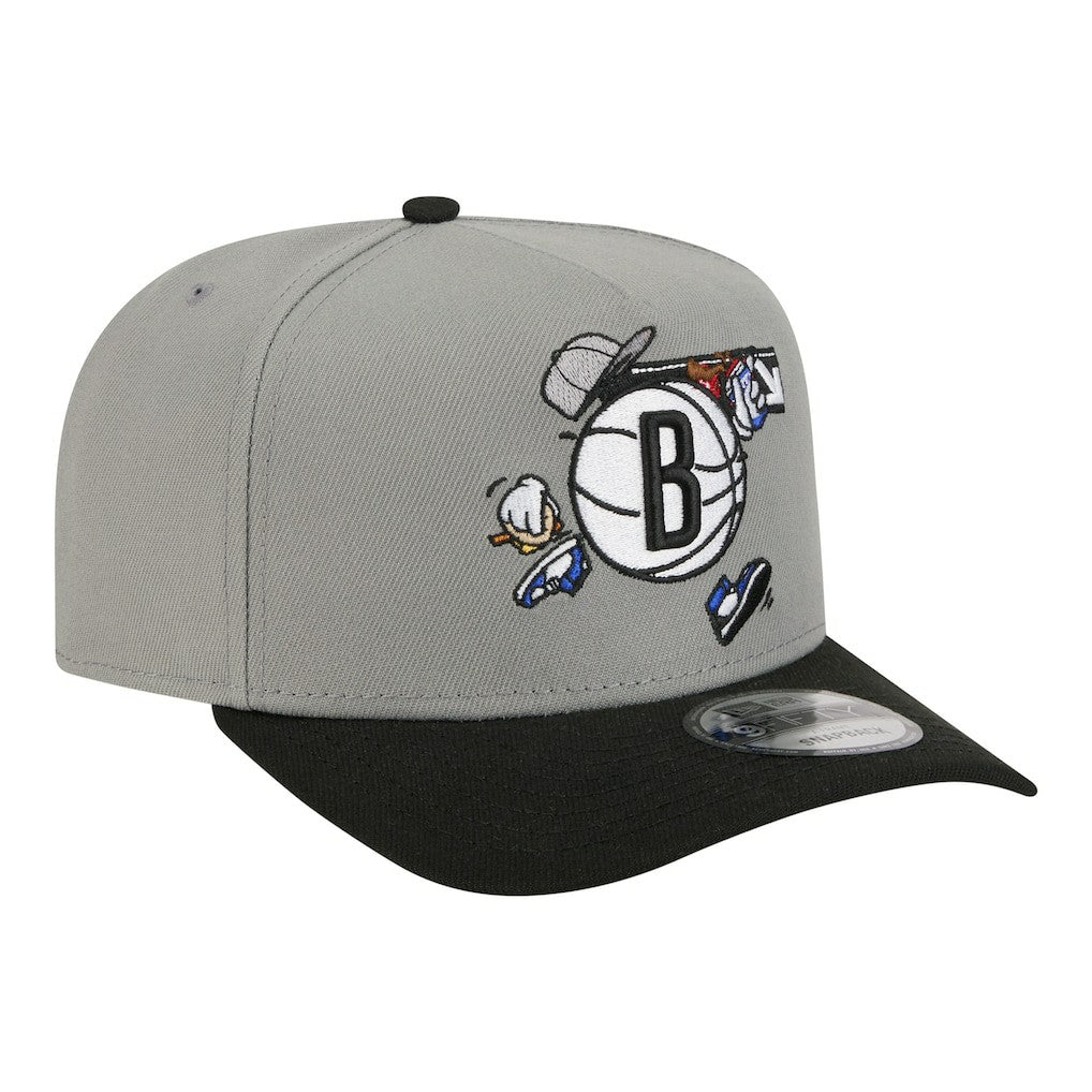 Brooklyn Nets Injection Cartoon Logo A-Frame 9FIFTY Adjustable Hat Gray - NBA