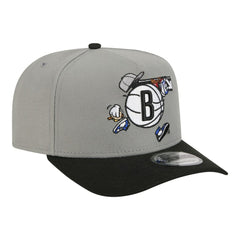 Brooklyn Nets Injection Cartoon Logo A-Frame 9FIFTY Adjustable Hat Gray - NBA