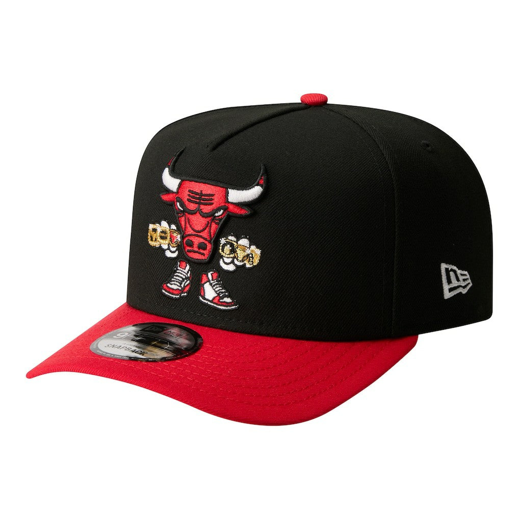 Chicago Bulls Injection Cartoon Logo A-Frame 9FIFTY Adjustable Hat Black - NBA