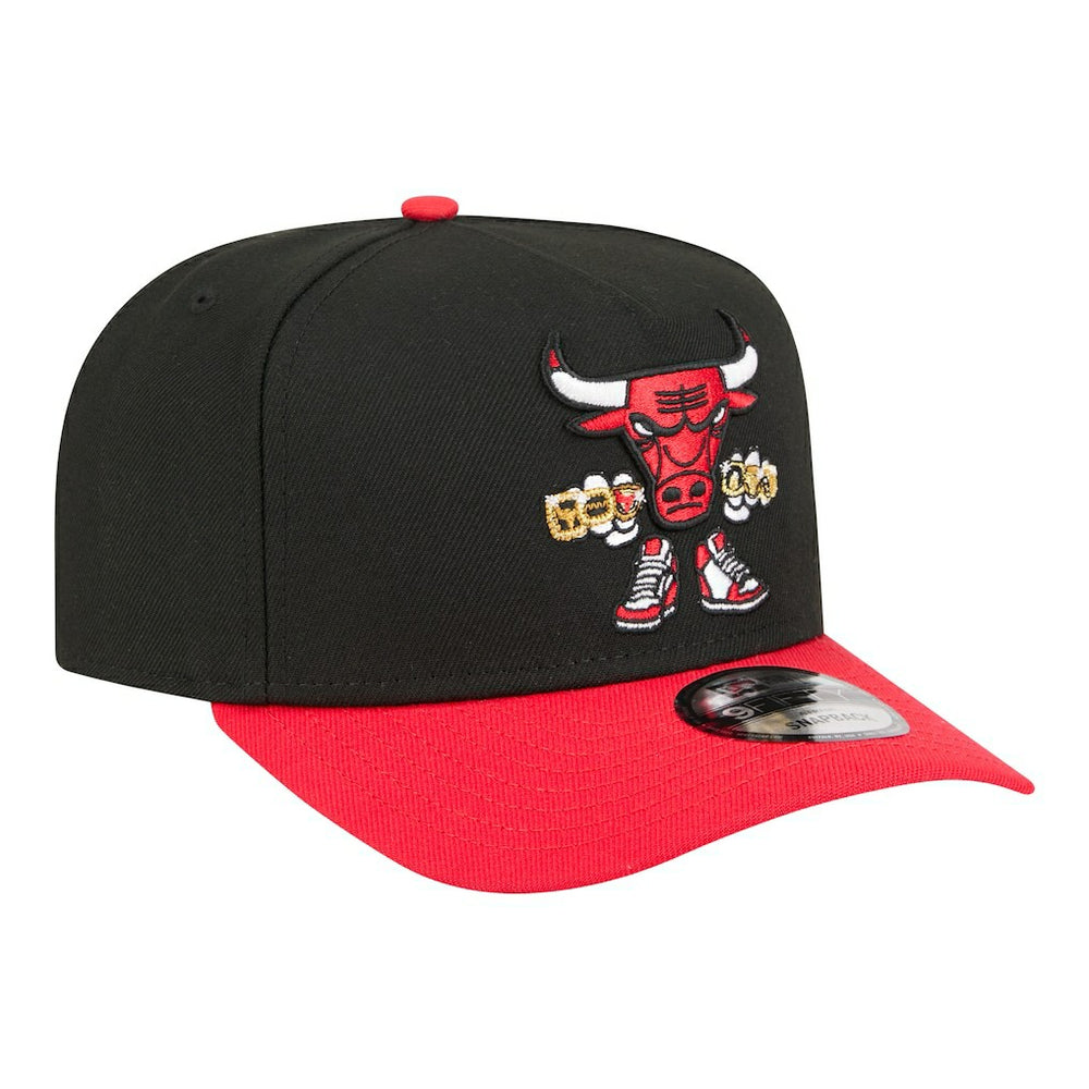 Chicago Bulls Injection Cartoon Logo A-Frame 9FIFTY Adjustable Hat Black - NBA
