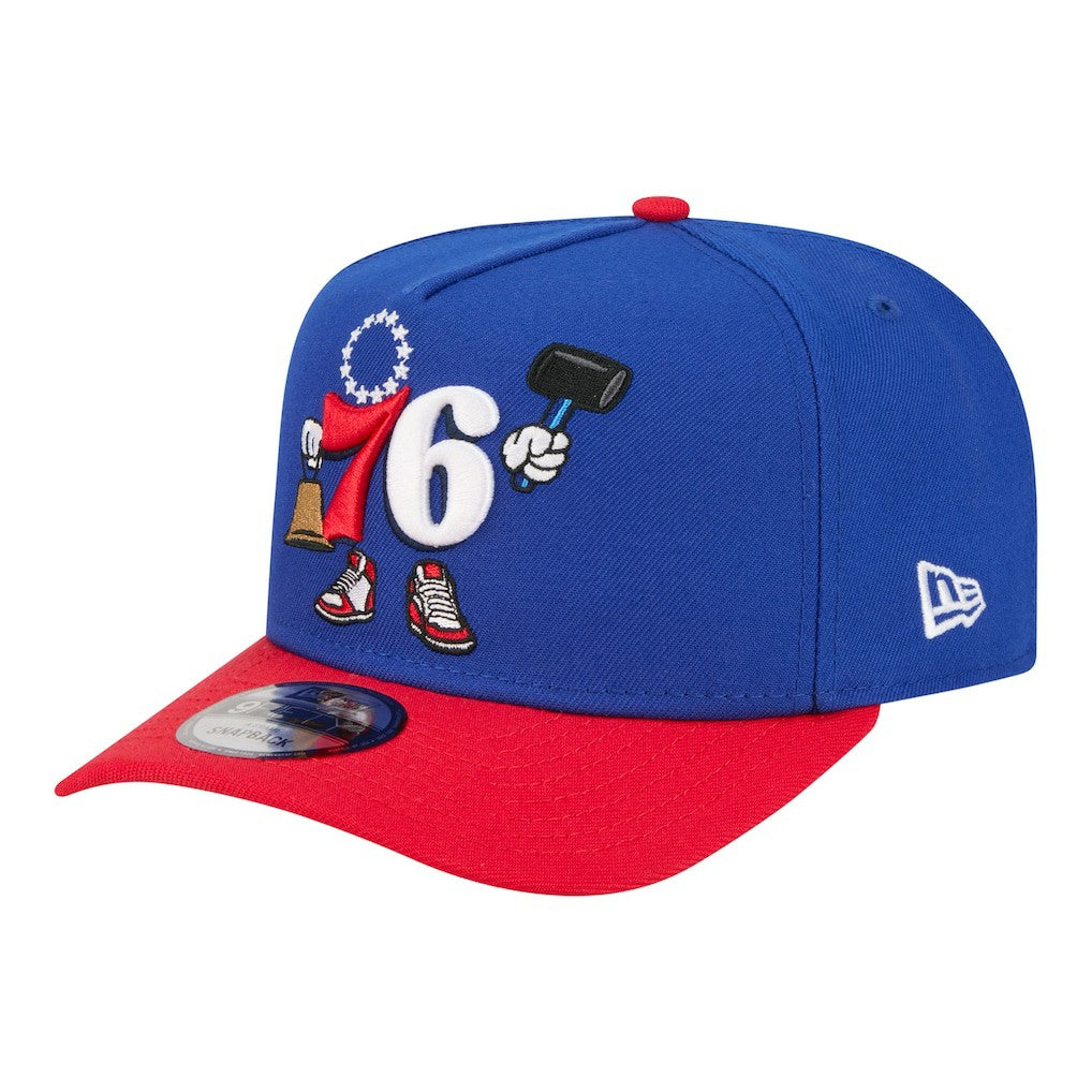 Philadelphia 76ers Injection Cartoon Logo A-Frame 9FIFTY Adjustable Hat Royal - NBA