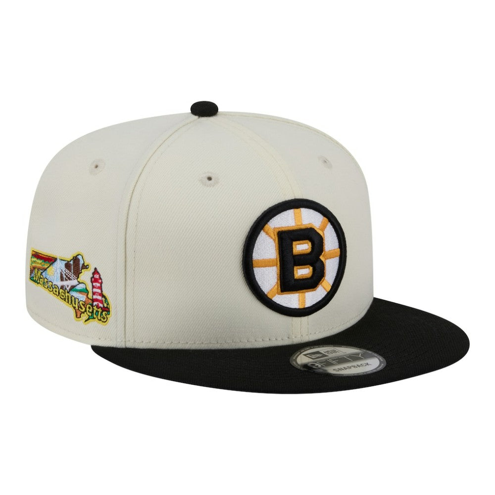 Boston Bruins New Era Injection Localized Two-Tone 9FIFTY Snapback Hat - White/Black - NHL
