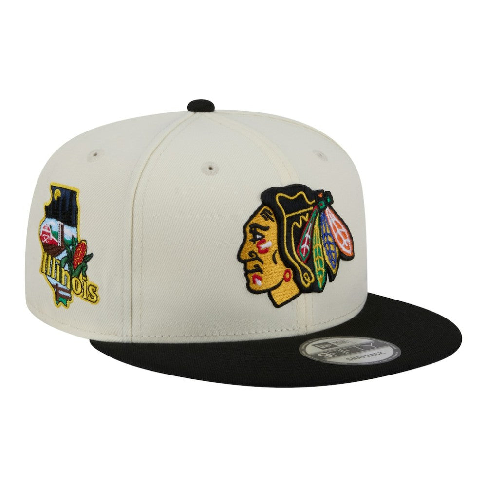 Chicago Blackhawks New Era Injection Localized Two-Tone 9FIFTY Snapback Hat - White/Black - NHL