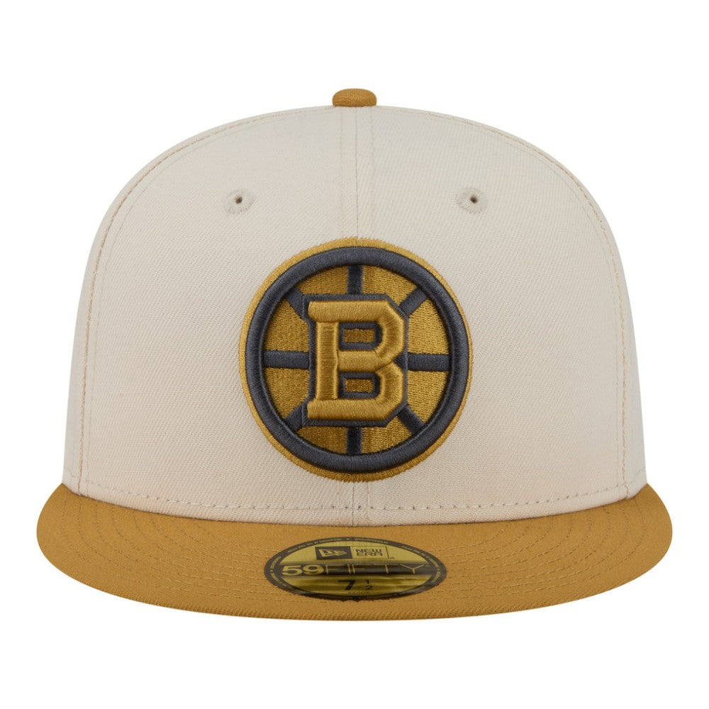 Boston Bruins New Era Colorpack Two-Tone 59FIFTY Fitted Hat - Cream/Tan - NHL