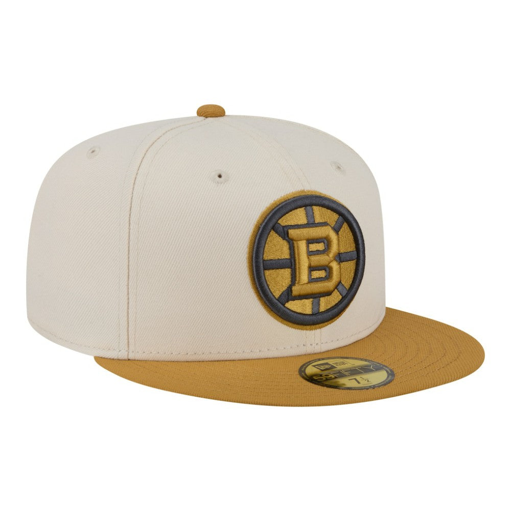 Boston Bruins New Era Colorpack Two-Tone 59FIFTY Fitted Hat - Cream/Tan - NHL
