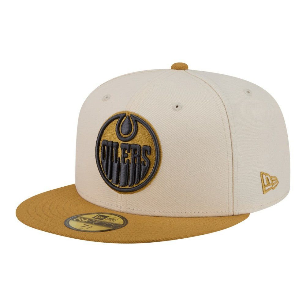 Edmonton Oilers New Era Colorpack Two-Tone 59FIFTY Fitted Hat - Cream/Tan - NHL