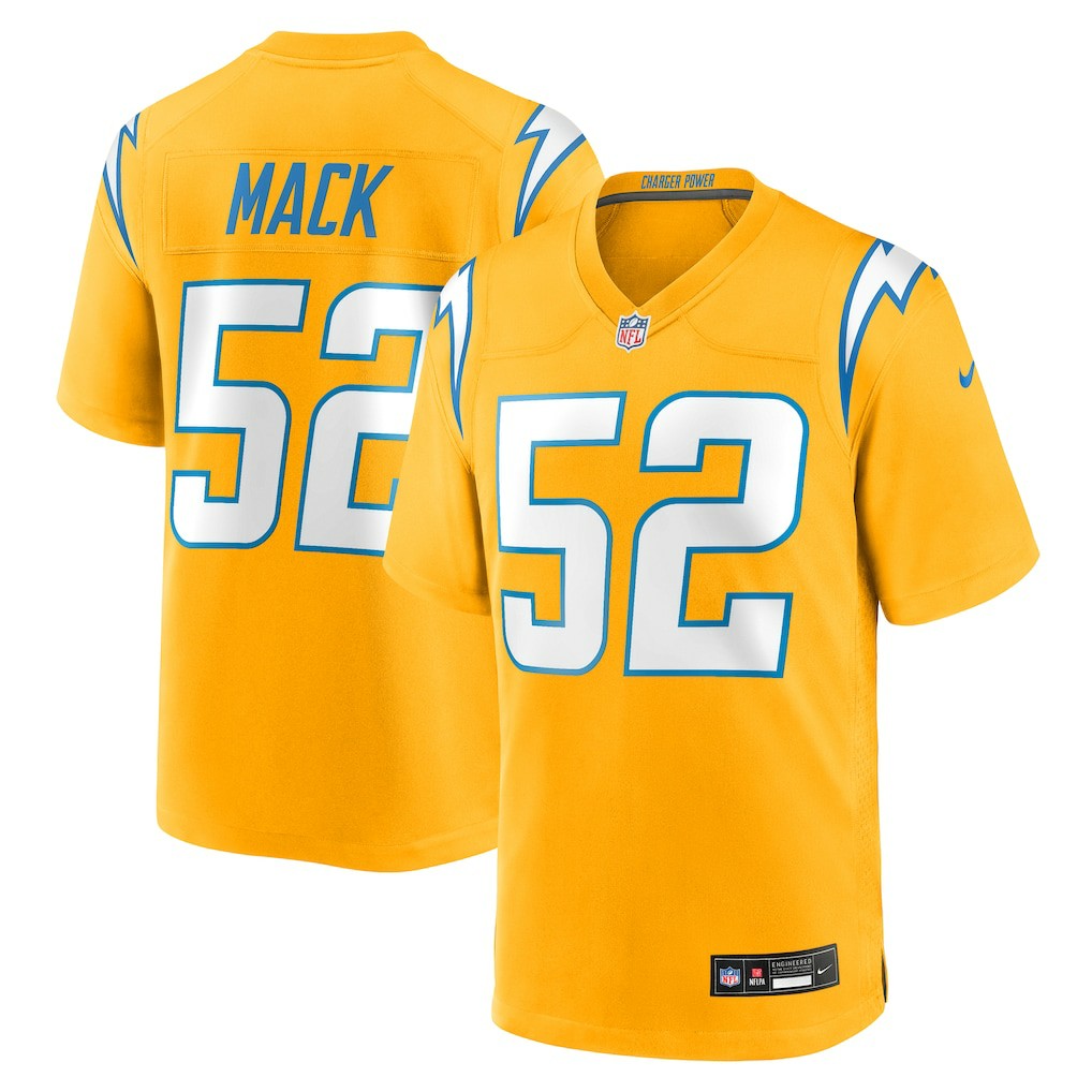 Khalil Mack Los Angeles Chargers Alternate Charger Power Game Player Jersey Gold | Nike for Sale