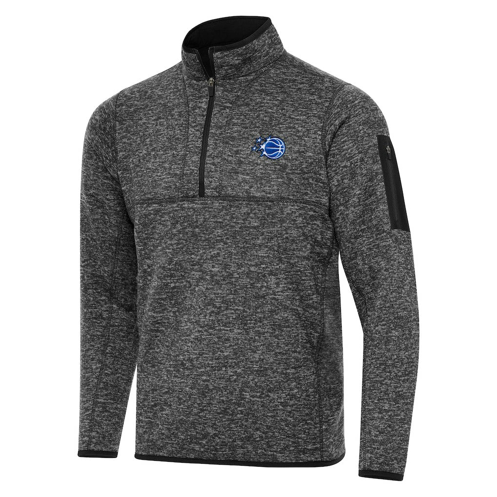 Orlando Magic Antigua New Logo Fortune Quarter-Zip Pullover Jacket Heather Black - NBA