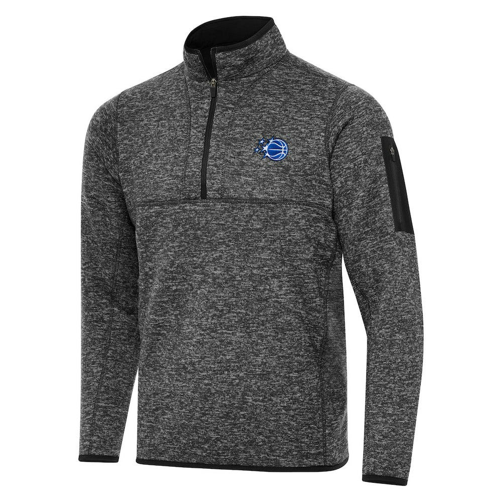 Orlando Magic Antigua New Logo Fortune Quarter-Zip Pullover Jacket Heather Black - NBA