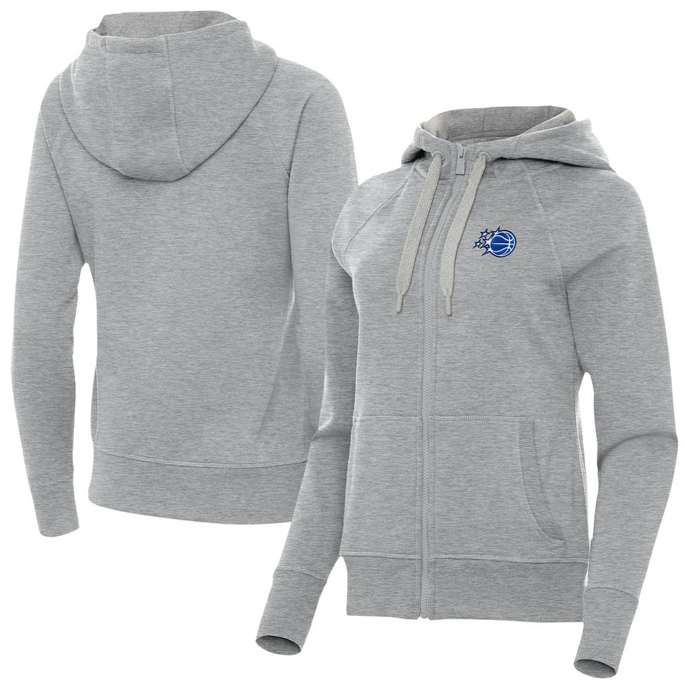 Orlando Magic Antigua Women's New Logo Victory Full-Zip Hooded Sweatshirt Heather Gray - NBA