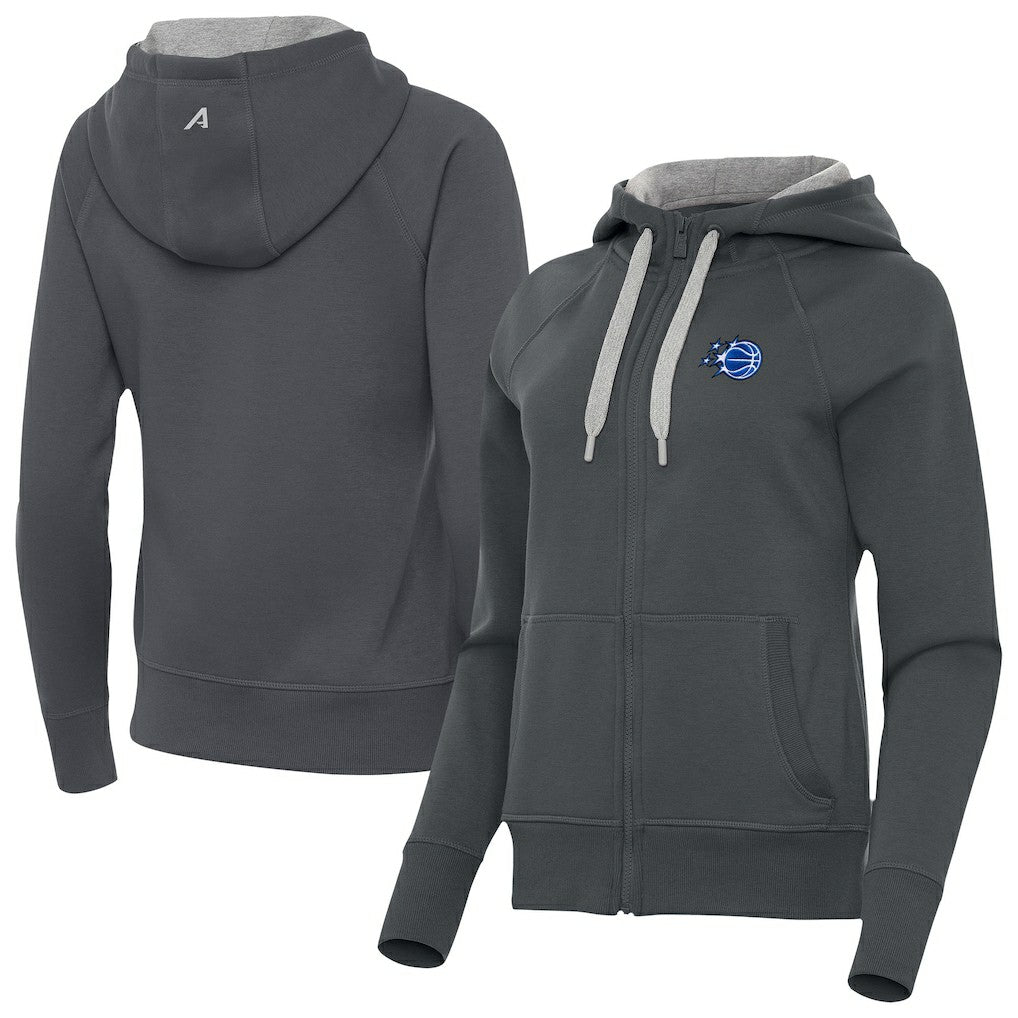 Orlando Magic Antigua Women's New Logo Victory Full-Zip Hooded Sweatshirt Charcoal - NBA