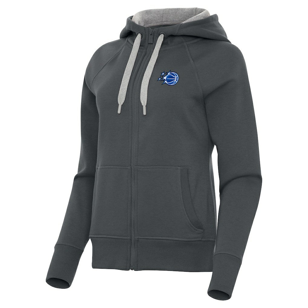 Orlando Magic Antigua Women's New Logo Victory Full-Zip Hooded Sweatshirt Charcoal - NBA