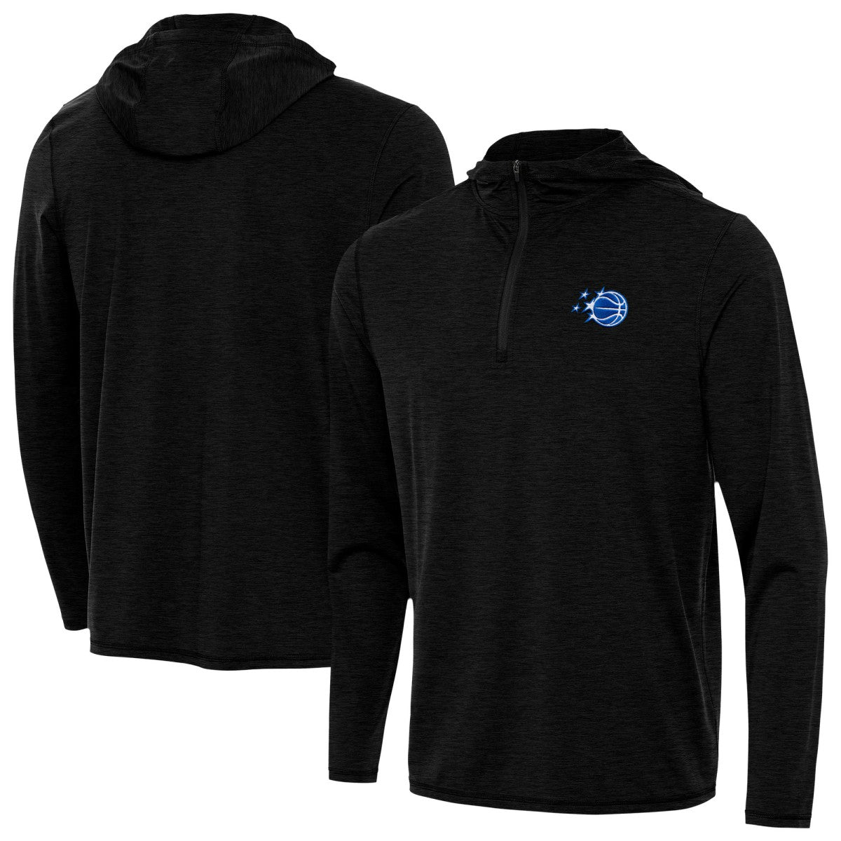 Orlando Magic Antigua New Logo Tidy Quarter-Zip Hoodie Heather Black - NBA