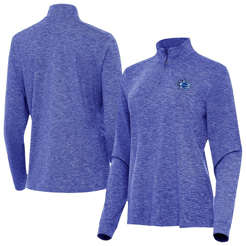 Orlando Magic Antigua Women's New Logo Mentor Long Sleeve Quarter-Zip Mock Polo Heather Royal - NBA
