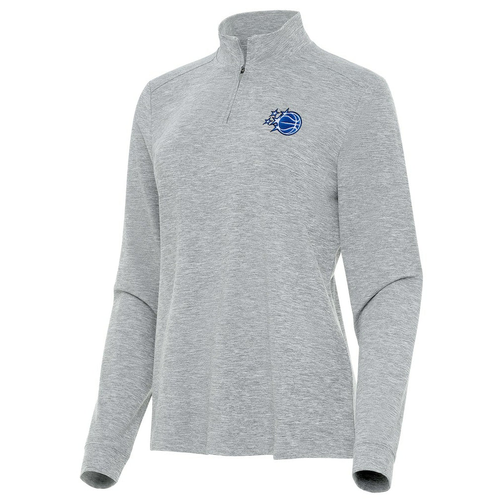 Orlando Magic Antigua Women's New Logo Mentor Long Sleeve Quarter-Zip Mock Polo Heather Gray - NBA