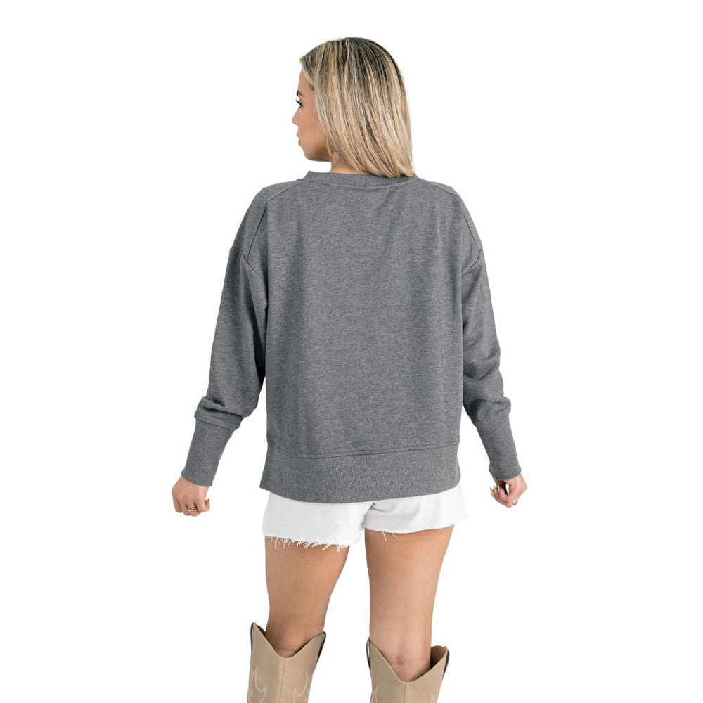 Detroit Lions Gameday Couture Women's French Terry V-Neck Pullover Sweatshirt Gray | NFL