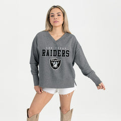 Las Vegas Raiders Gameday Couture Women's French Terry V-Neck Pullover Sweatshirt Gray | NFL