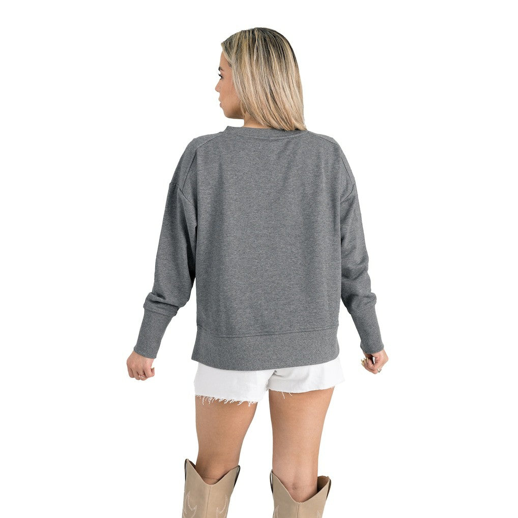 Miami Dolphins Gameday Couture Women's French Terry V-Neck Pullover Sweatshirt Gray | NFL