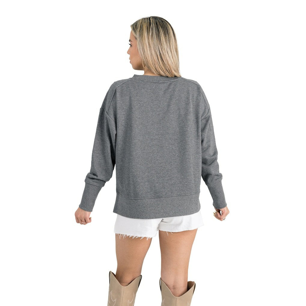 Philadelphia Eagles Gameday Couture Women's French Terry V-Neck Pullover Sweatshirt Gray | NFL
