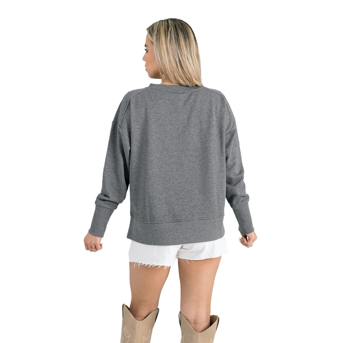 Tampa Bay Buccaneers Gameday Couture Women's French Terry V-Neck Pullover Sweatshirt Gray | NFL
