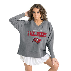 Tampa Bay Buccaneers Gameday Couture Women's French Terry V-Neck Pullover Sweatshirt Gray | NFL