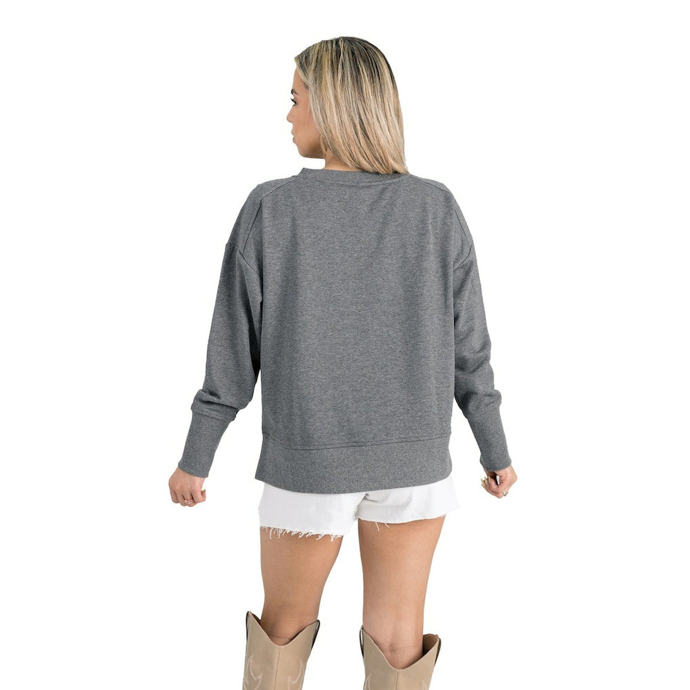 Minnesota Vikings Gameday Couture Women's French Terry V-Neck Pullover Sweatshirt Gray | NFL