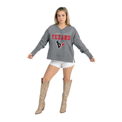 Houston Texans Gameday Couture Women's French Terry V-Neck Pullover Sweatshirt Gray | NFL