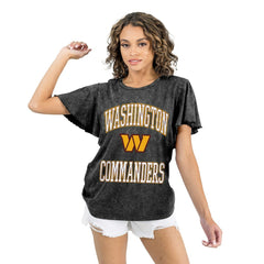 Washington Commanders Gameday Couture Women's Relaxed Flutter Sleeve T-Shirt Black | NFL