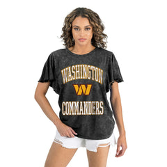 Washington Commanders Gameday Couture Women's Relaxed Flutter Sleeve T-Shirt Black | NFL