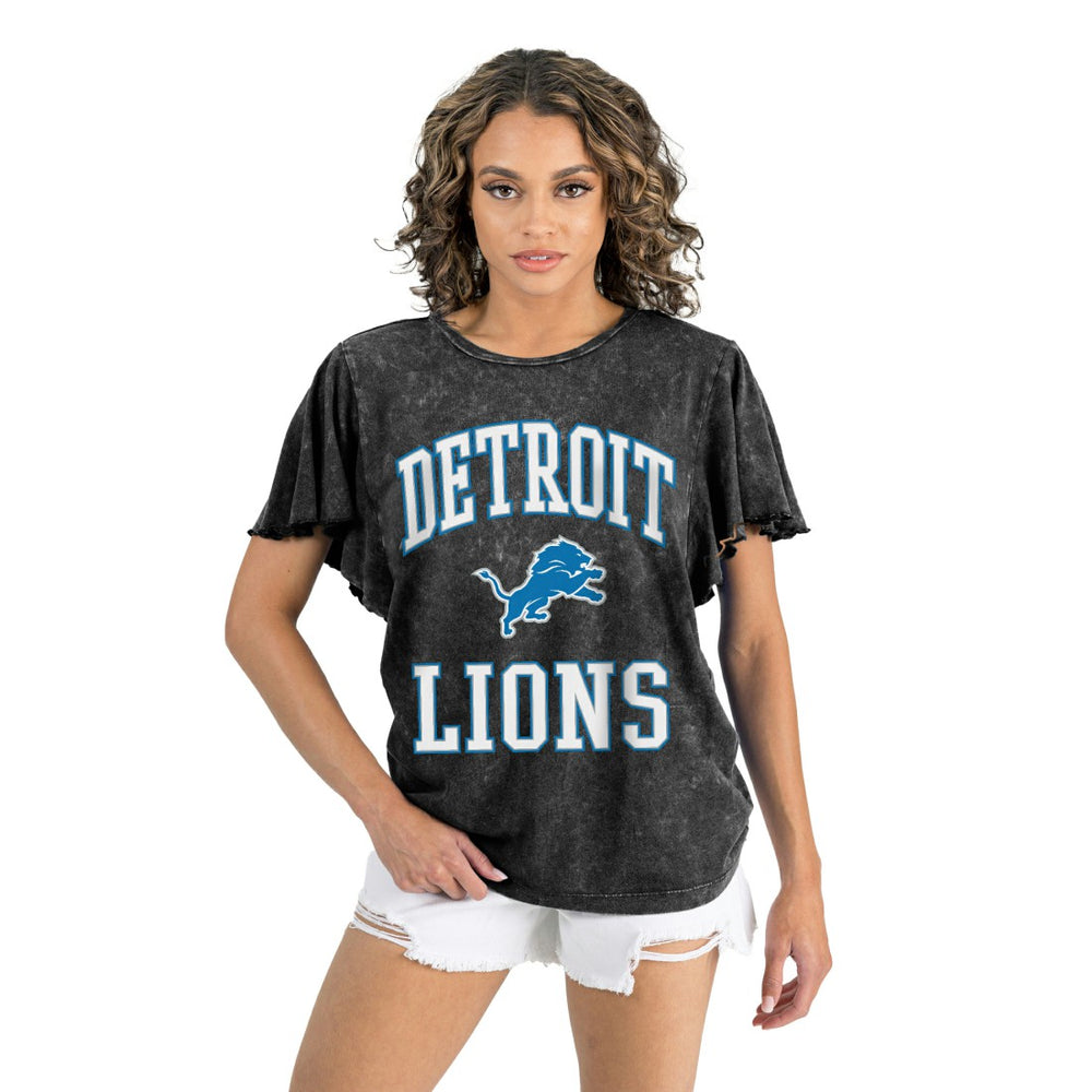Detroit Lions Gameday Couture Women's Relaxed Flutter Sleeve T-Shirt Black | NFL