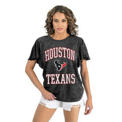 Houston Texans Gameday Couture Women's Relaxed Flutter Sleeve T-Shirt Black | NFL
