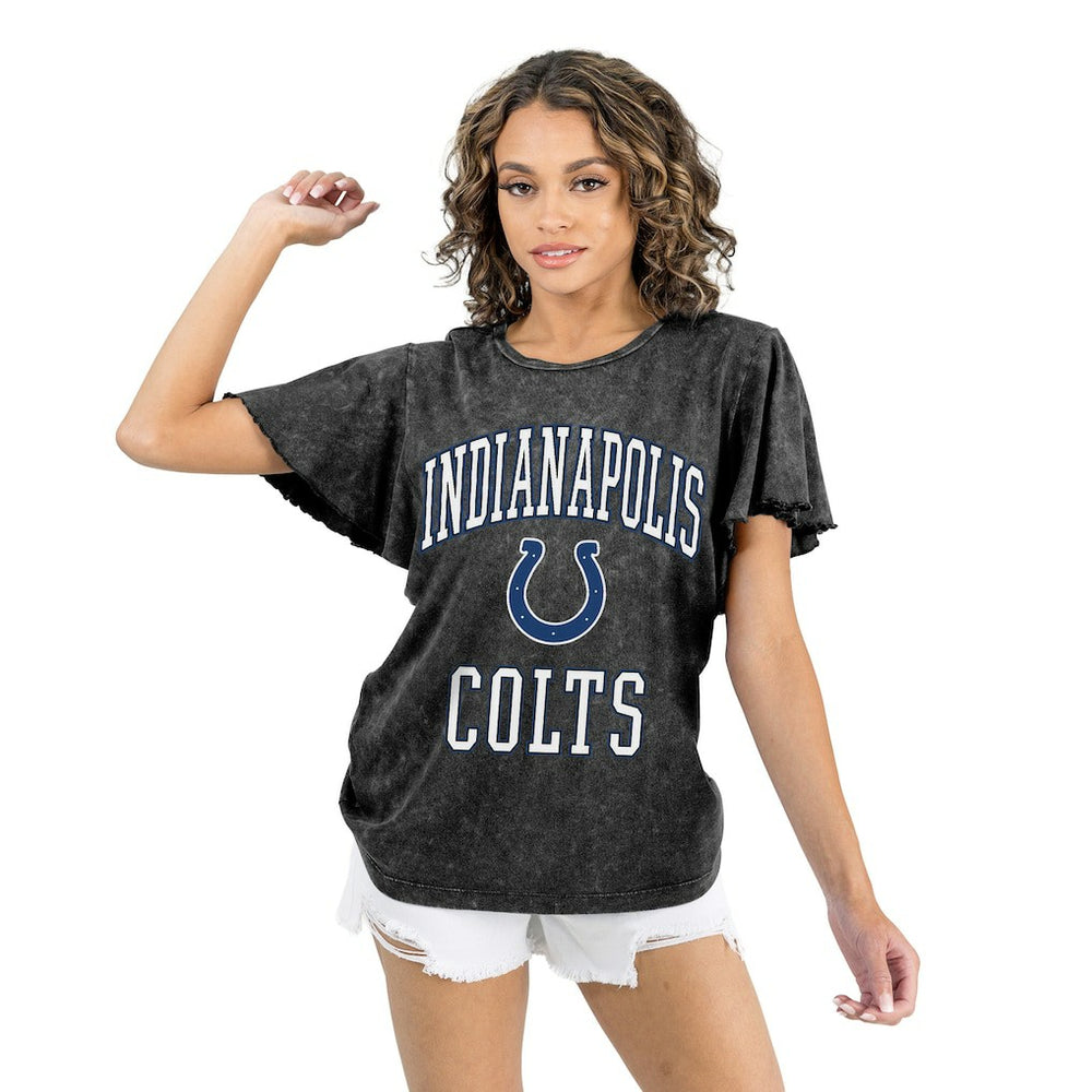 Indianapolis Colts Gameday Couture Women's Relaxed Flutter Sleeve T-Shirt Black | NFL