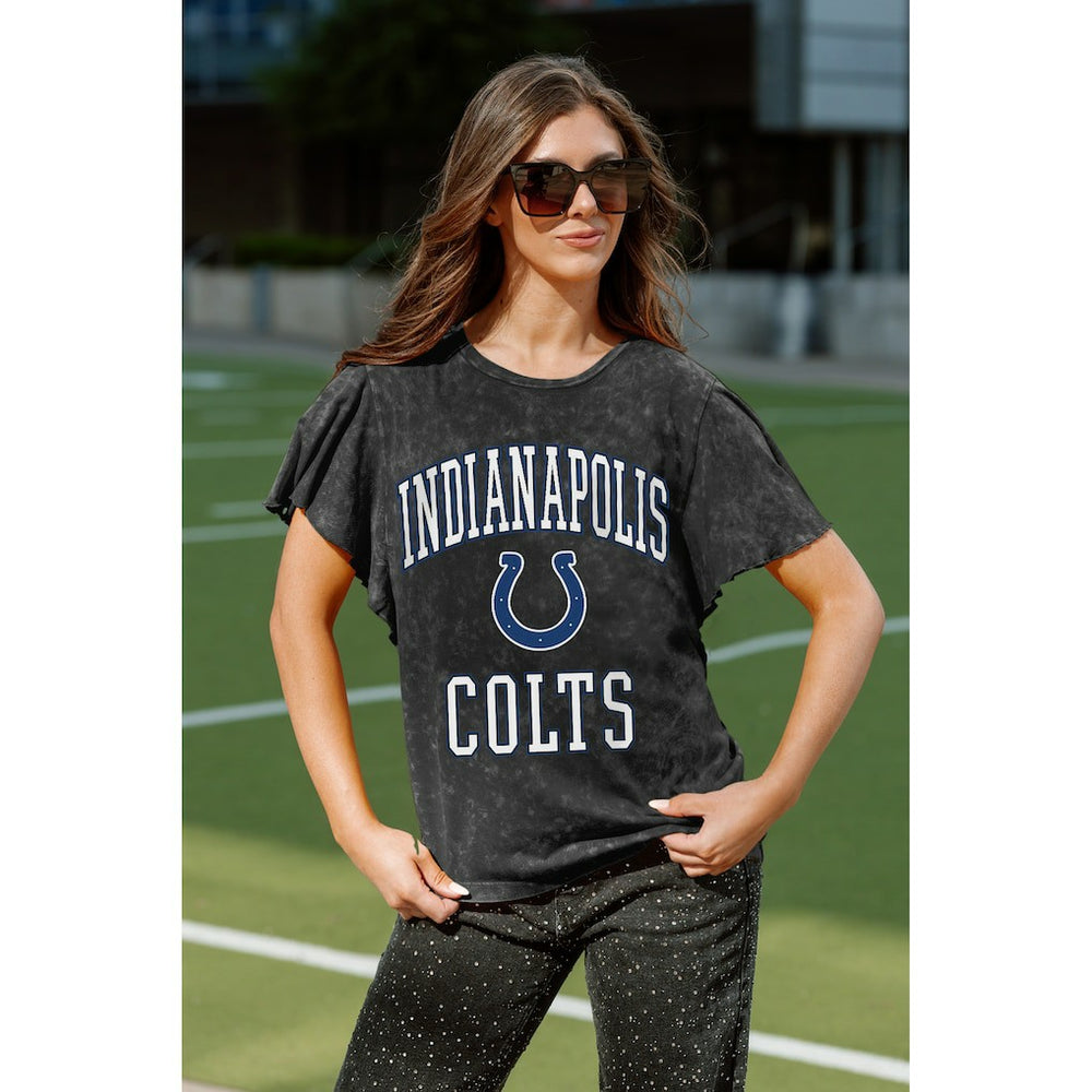 Indianapolis Colts Gameday Couture Women's Relaxed Flutter Sleeve T-Shirt Black | NFL