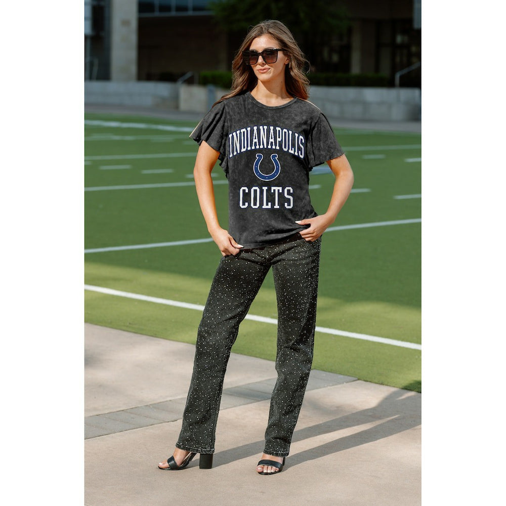 Indianapolis Colts Gameday Couture Women's Relaxed Flutter Sleeve T-Shirt Black | NFL