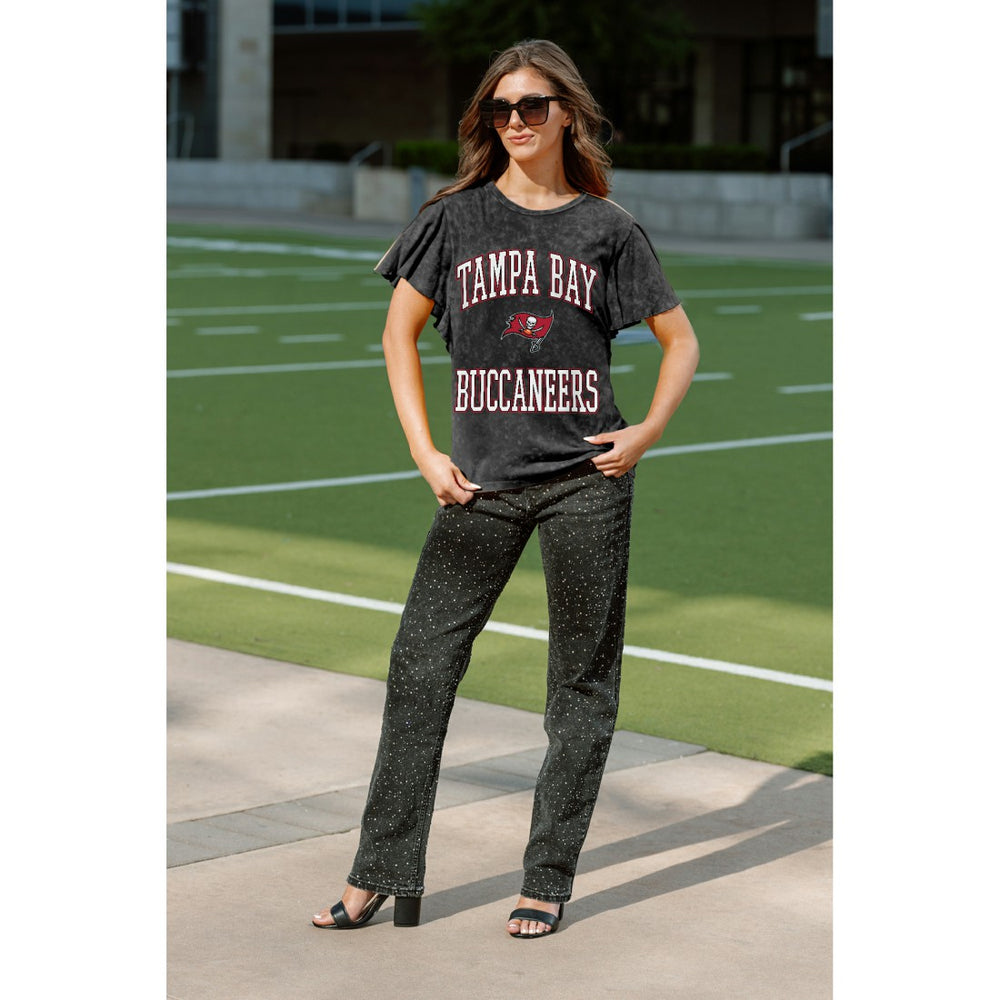 Tampa Bay Buccaneers Gameday Couture Women's Relaxed Flutter Sleeve T-Shirt Black | NFL