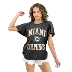 Miami Dolphins Gameday Couture Women's Relaxed Flutter Sleeve T-Shirt Black | NFL