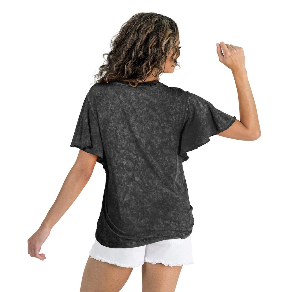 Minnesota Vikings Gameday Couture Women's Relaxed Flutter Sleeve T-Shirt Black | NFL