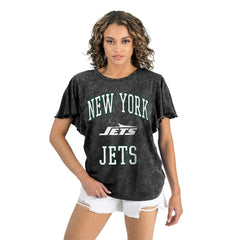 New York Jets Gameday Couture Women's Relaxed Flutter Sleeve T-Shirt Black | NFL