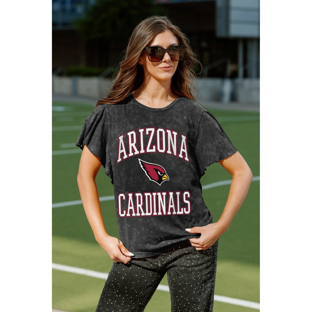 Arizona Cardinals Gameday Couture Women's Relaxed Flutter Sleeve T-Shirt Black | NFL