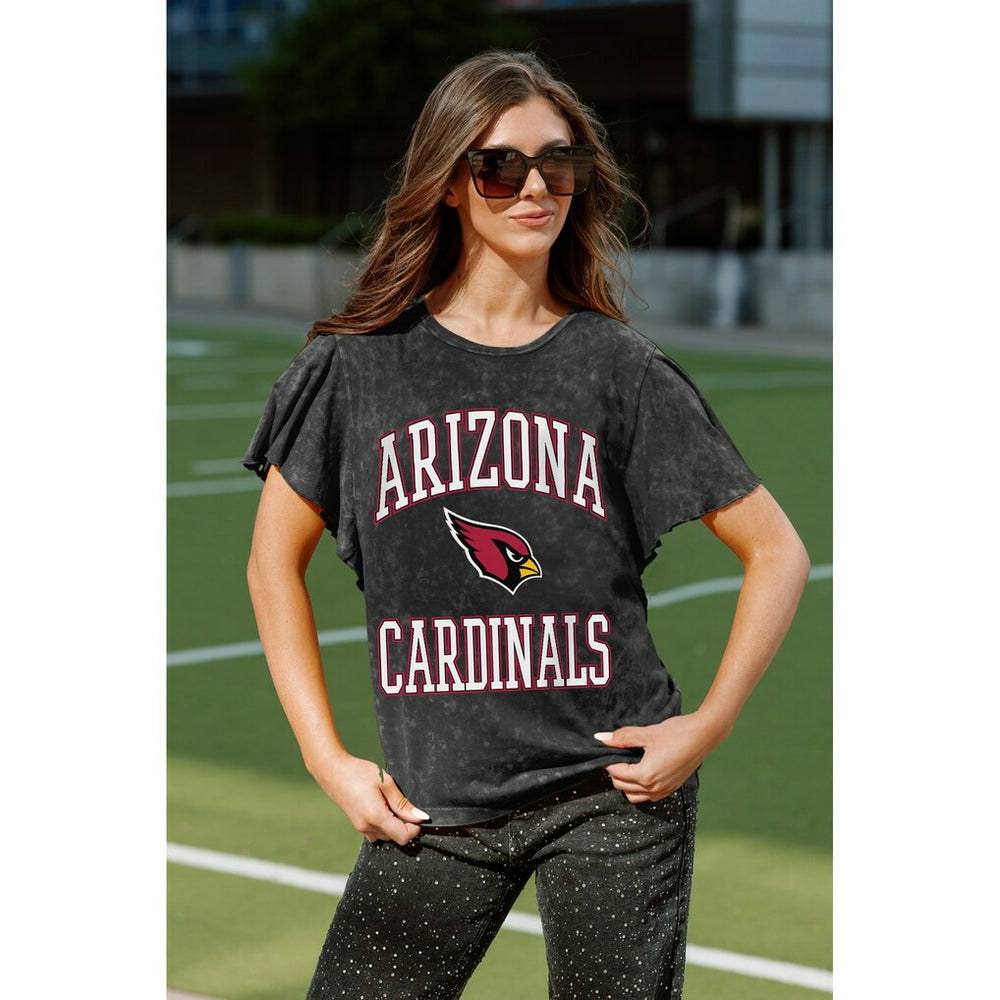 Arizona Cardinals Gameday Couture Women's Relaxed Flutter Sleeve T-Shirt Black | NFL