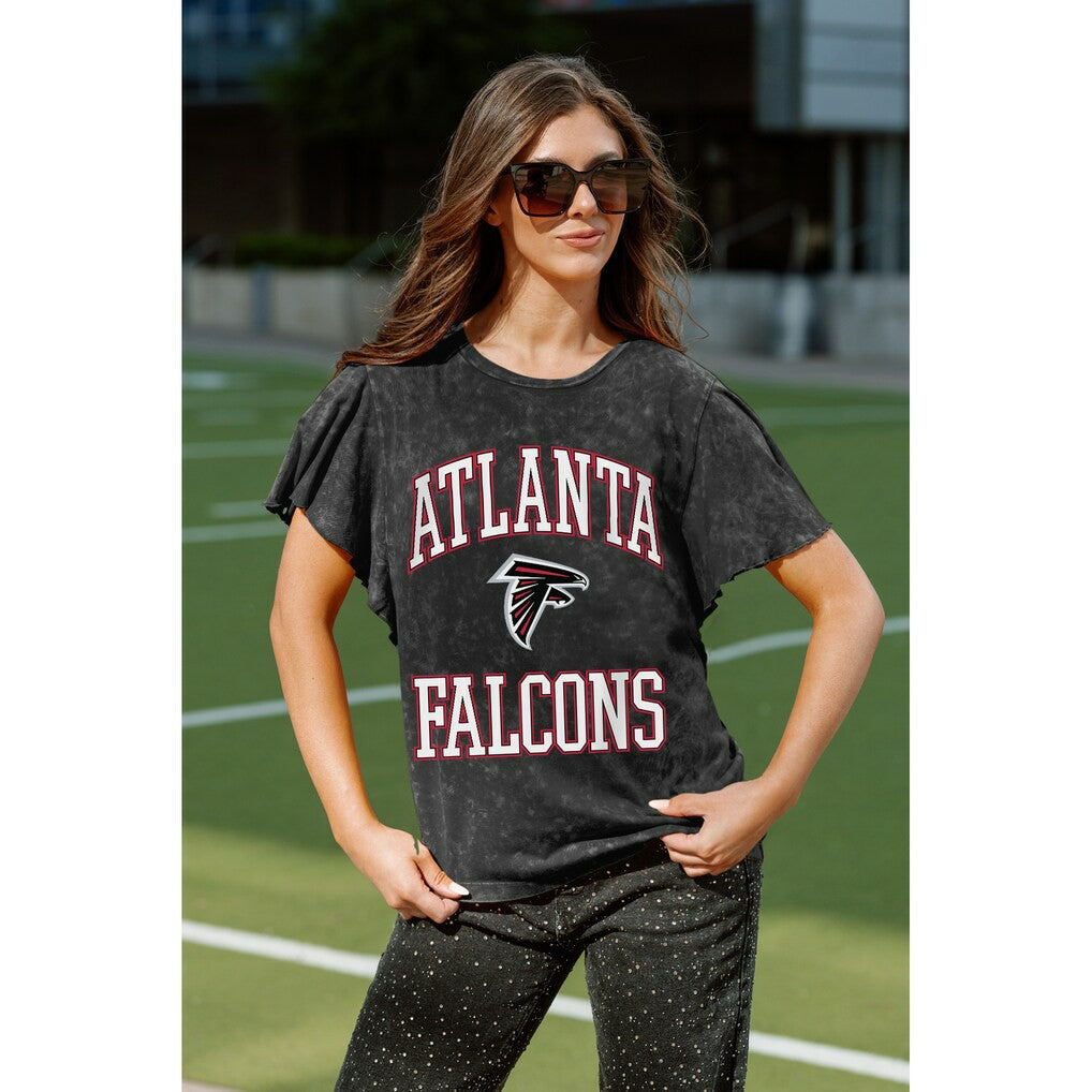 Atlanta Falcons Gameday Couture Women's Relaxed Flutter Sleeve T-Shirt Black | NFL