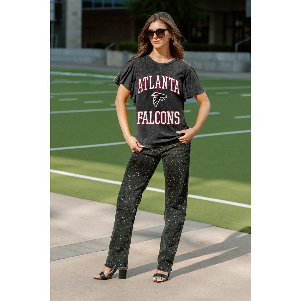 Atlanta Falcons Gameday Couture Women's Relaxed Flutter Sleeve T-Shirt Black | NFL
