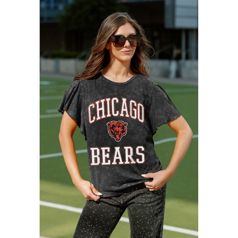 Chicago Bears Gameday Couture Women's Relaxed Flutter Sleeve T-Shirt Black | NFL