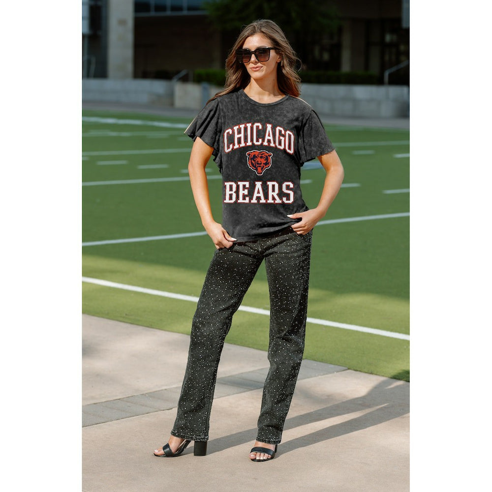 Chicago Bears Gameday Couture Women's Relaxed Flutter Sleeve T-Shirt Black | NFL
