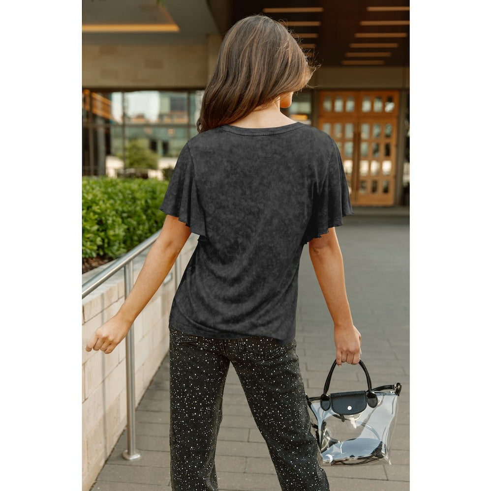 Baltimore Ravens Gameday Couture Women's Relaxed Flutter Sleeve T-Shirt Black | NFL