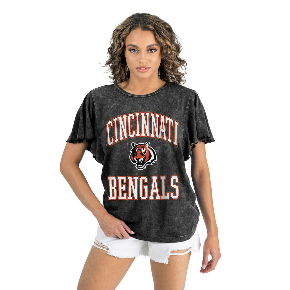 Cincinnati Bengals Gameday Couture Women's Relaxed Flutter Sleeve T-Shirt Black | NFL