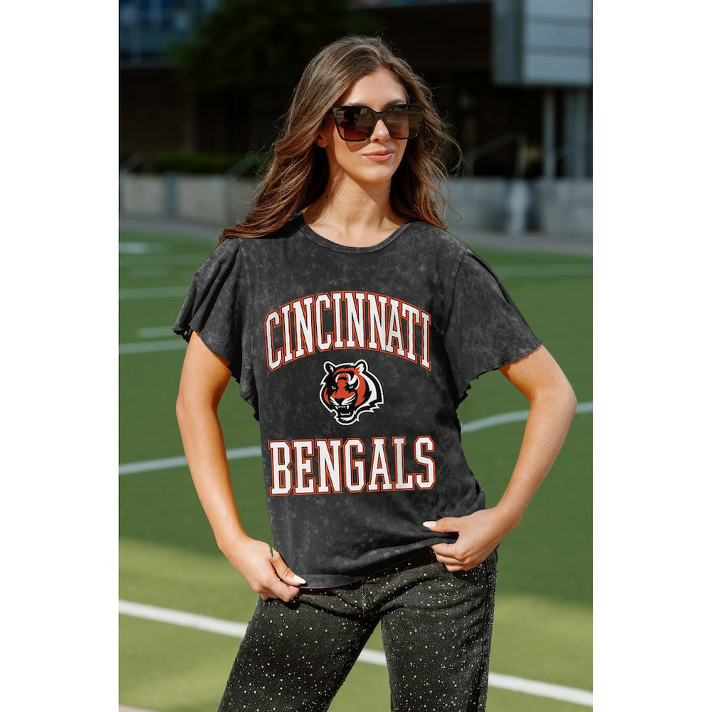 Cincinnati Bengals Gameday Couture Women's Relaxed Flutter Sleeve T-Shirt Black | NFL