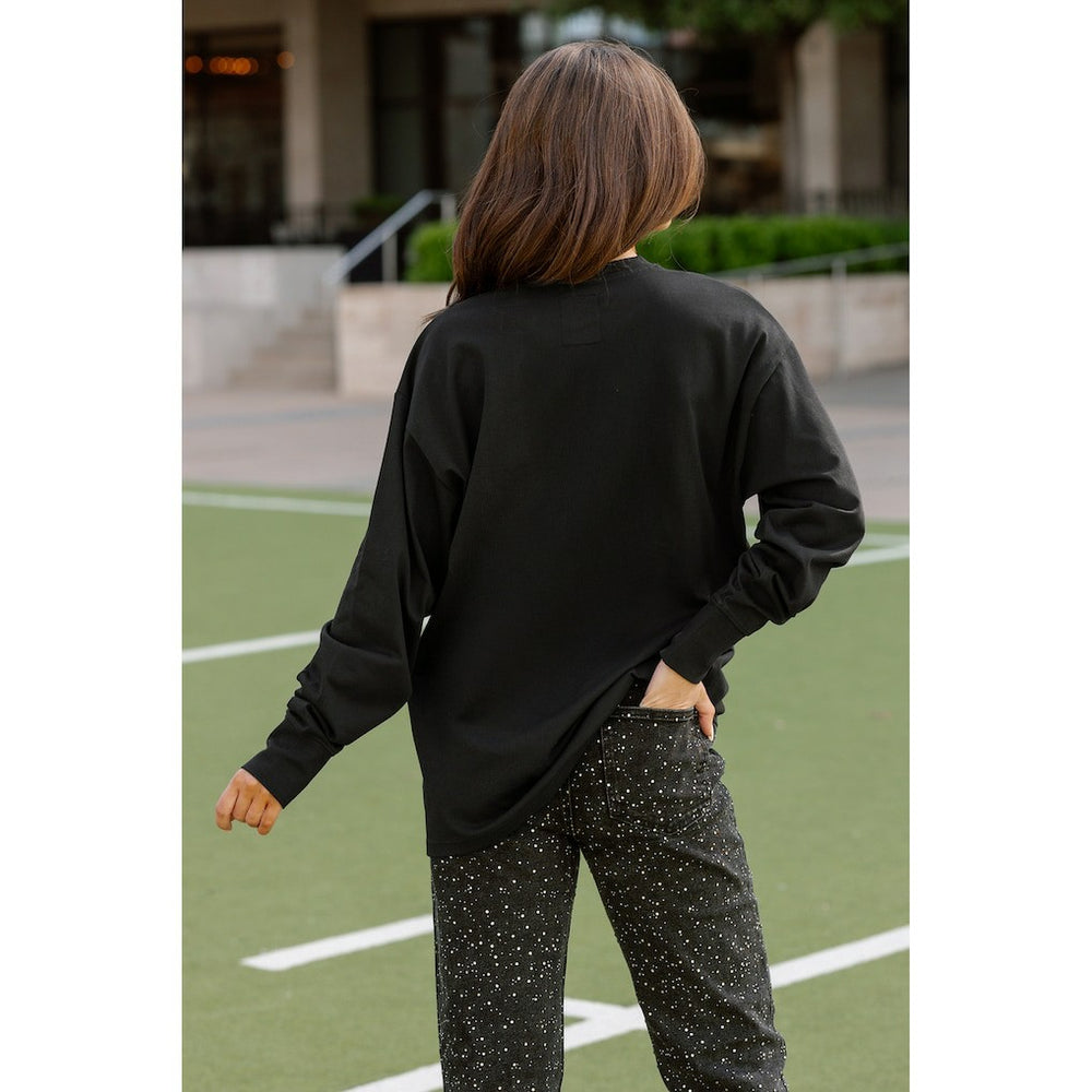 Kansas City Chiefs Gameday Couture Women's Oversized Long Sleeve T-Shirt Black | NFL