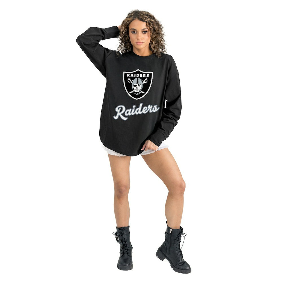 Las Vegas Raiders Gameday Couture Women's Oversized Long Sleeve T-Shirt Black | NFL